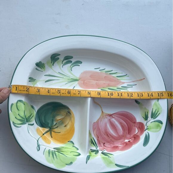 Handmade, Hand-Painted Large Oval Ceramic Divided Platter - Italy - Picture 6 of 7